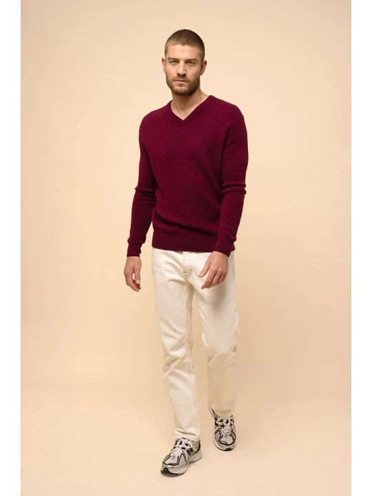 Zdjęcie produktu Just Cashmere Kaszmirowy sweter "Nathan" w kolorze bordowym rozmiar: L