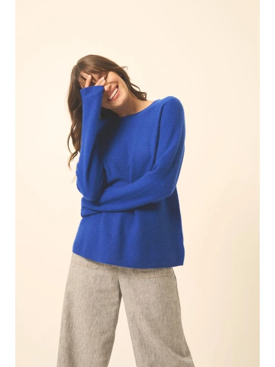 Zdjęcie produktu Just Cashmere Kaszmirowy sweter "Nethy" w kolorze niebieskim rozmiar: M