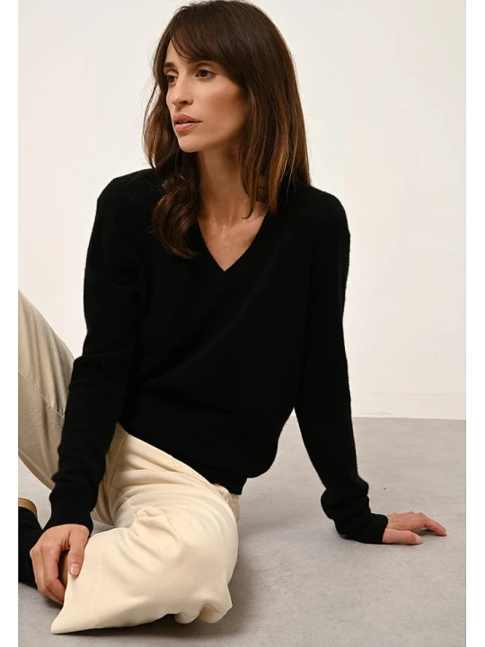 Zdjęcie produktu Just Cashmere Kaszmirowy sweter "Nora" w kolorze czarnym rozmiar: XL