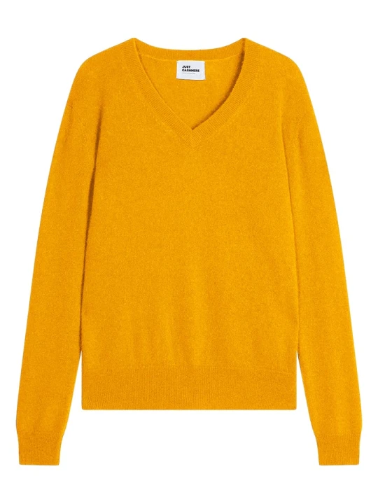 Zdjęcie produktu Just Cashmere Kaszmirowy sweter "Nora" w kolorze żółtym rozmiar: XL