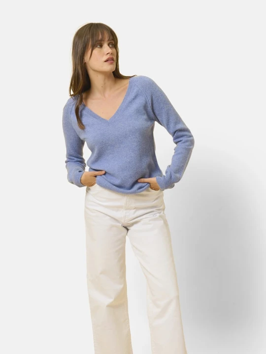 Zdjęcie produktu Just Cashmere Kaszmirowy sweter "Phoebe" w kolorze błękitnym rozmiar: L