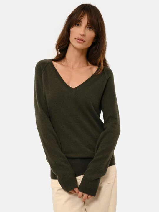 Zdjęcie produktu Just Cashmere Kaszmirowy sweter "Phoebe" w kolorze ciemnozielonym rozmiar: M