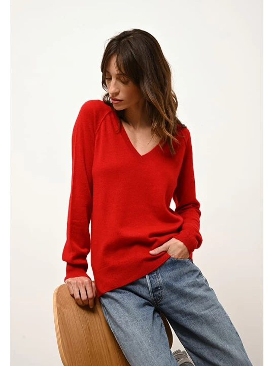 Zdjęcie produktu Just Cashmere Kaszmirowy sweter "Phoebe" w kolorze czerwonym rozmiar: M