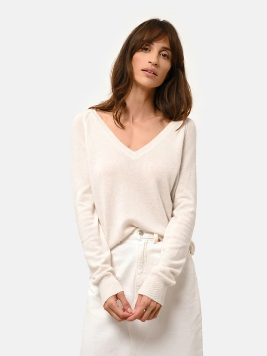 Zdjęcie produktu Just Cashmere Kaszmirowy sweter "Phoebe" w kolorze kremowym rozmiar: L