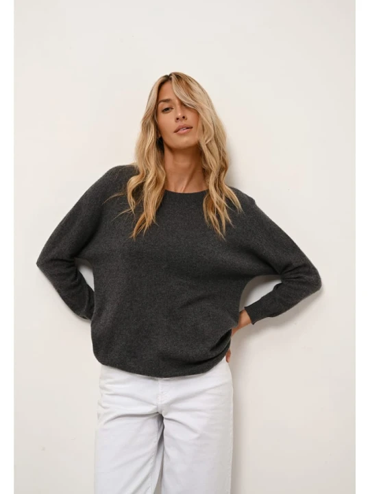 Zdjęcie produktu Just Cashmere Kaszmirowy sweter "Rebecca" w kolorze antracytowym rozmiar: L