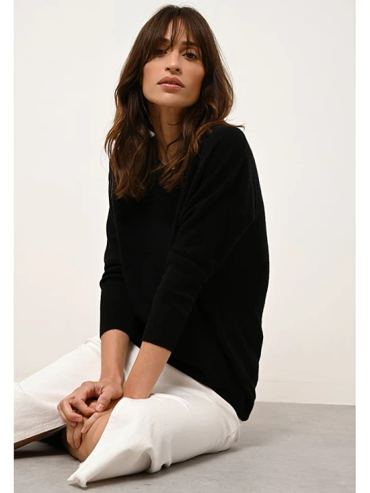 Zdjęcie produktu Just Cashmere Kaszmirowy sweter "Rebecca" w kolorze czarnym rozmiar: XXL