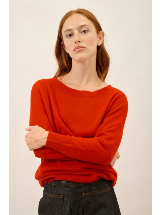 Zdjęcie produktu Just Cashmere Kaszmirowy sweter "Rebecca" w kolorze czerwonym rozmiar: XL