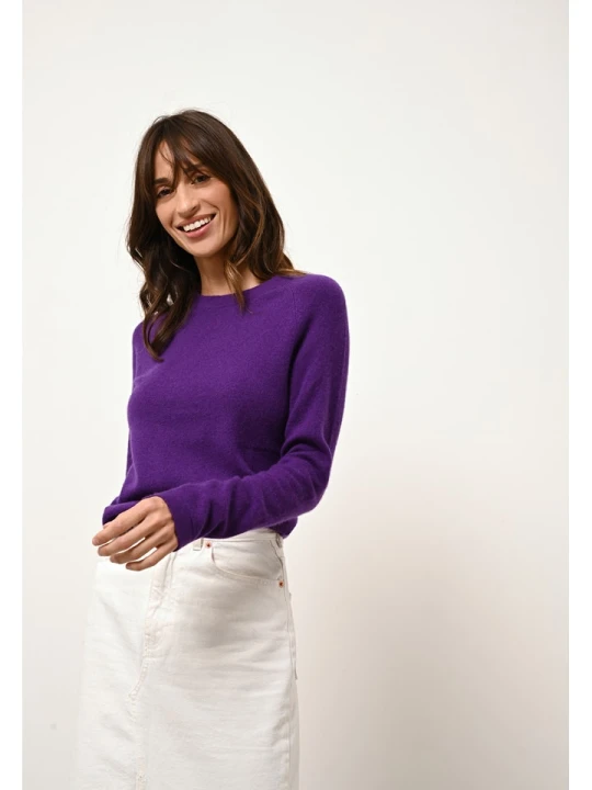Zdjęcie produktu Just Cashmere Kaszmirowy sweter "Rebecca" w kolorze fioletowym rozmiar: XXL