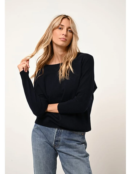 Zdjęcie produktu Just Cashmere Kaszmirowy sweter "Rebecca" w kolorze granatowym rozmiar: M