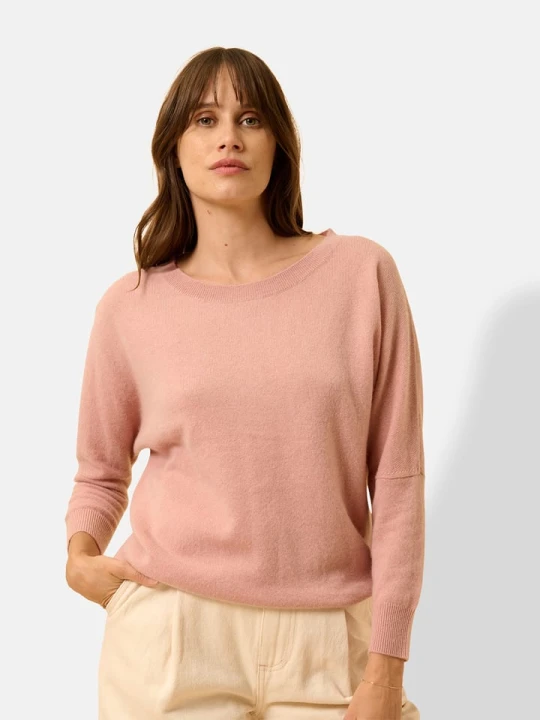 Zdjęcie produktu Just Cashmere Kaszmirowy sweter "Rebecca" w kolorze łososiowym rozmiar: S