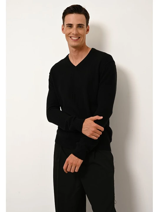 Zdjęcie produktu Just Cashmere Kaszmirowy sweter "Tom" w kolorze czarnym rozmiar: XL