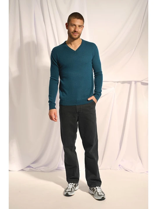 Zdjęcie produktu Just Cashmere Kaszmirowy sweter "Tom" w kolorze morskim rozmiar: M