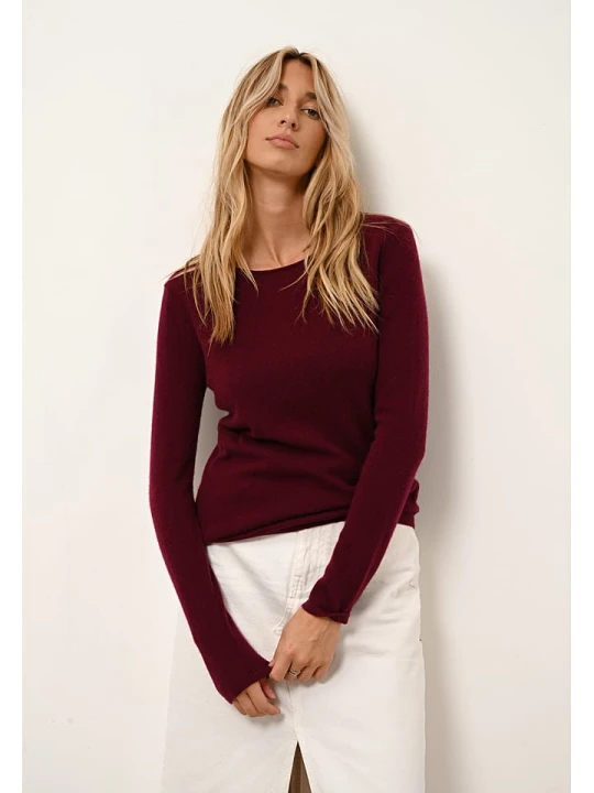 Zdjęcie produktu Just Cashmere Kaszmirowy sweter "Vivian" w kolorze bordowym rozmiar: S