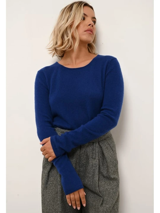 Zdjęcie produktu Just Cashmere Kaszmirowy sweter "Vivian" w kolorze granatowym rozmiar: M