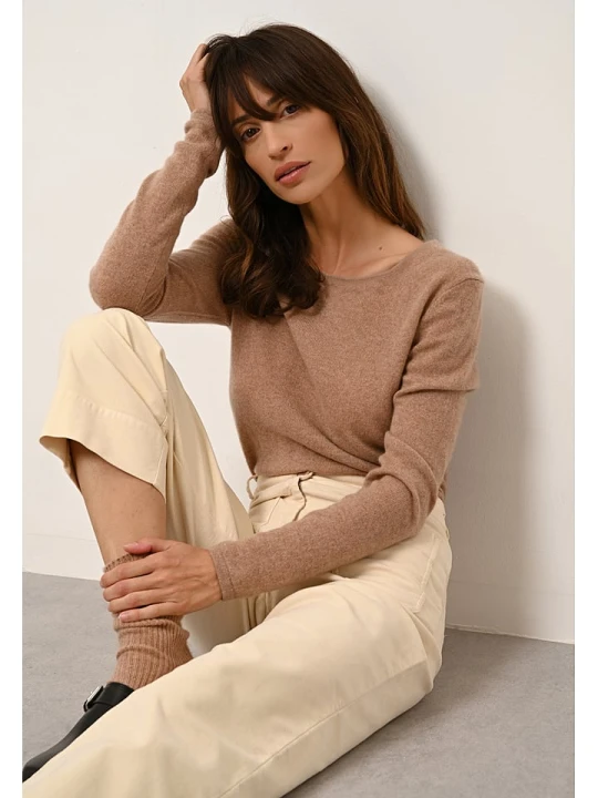 Zdjęcie produktu Just Cashmere Kaszmirowy sweter "Vivian" w kolorze karmelowym rozmiar: M