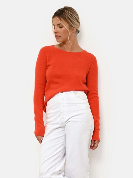 Zdjęcie produktu Just Cashmere Kaszmirowy sweter "Vivian" w kolorze pomarańczowym rozmiar: XXL