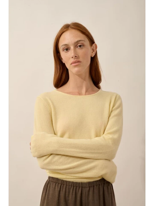 Zdjęcie produktu Just Cashmere Kaszmirowy sweter "Vivian" w kolorze żółtym rozmiar: M