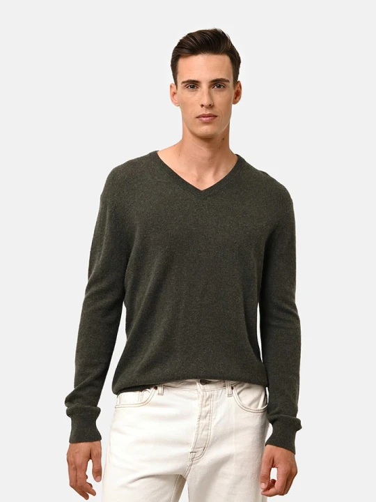 Zdjęcie produktu Just Cashmere Kaszmirowy sweter "Walt" w kolorze ciemnozielonym rozmiar: XXL
