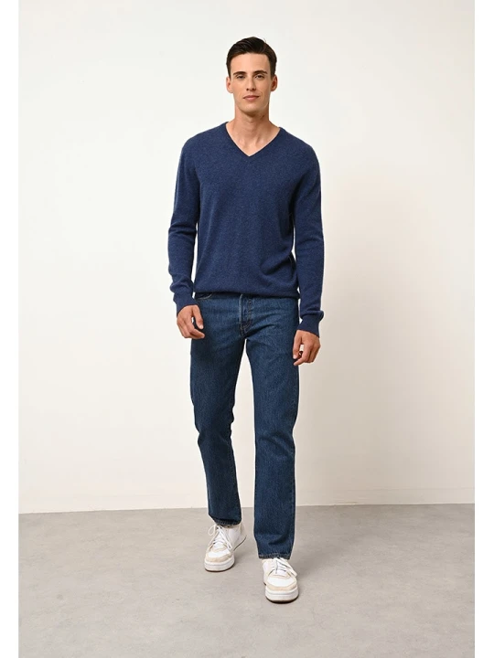 Zdjęcie produktu Just Cashmere Kaszmirowy sweter "Walt" w kolorze niebieskim rozmiar: M