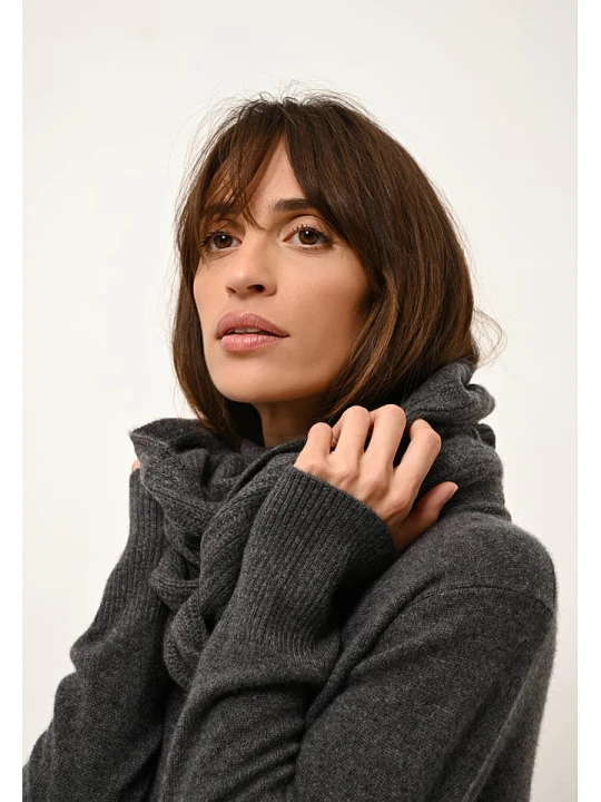 Zdjęcie produktu Just Cashmere Kaszmirowy szal-koło "Hutton" w kolorze antracytowym - 65 x 50 cm rozmiar: onesize