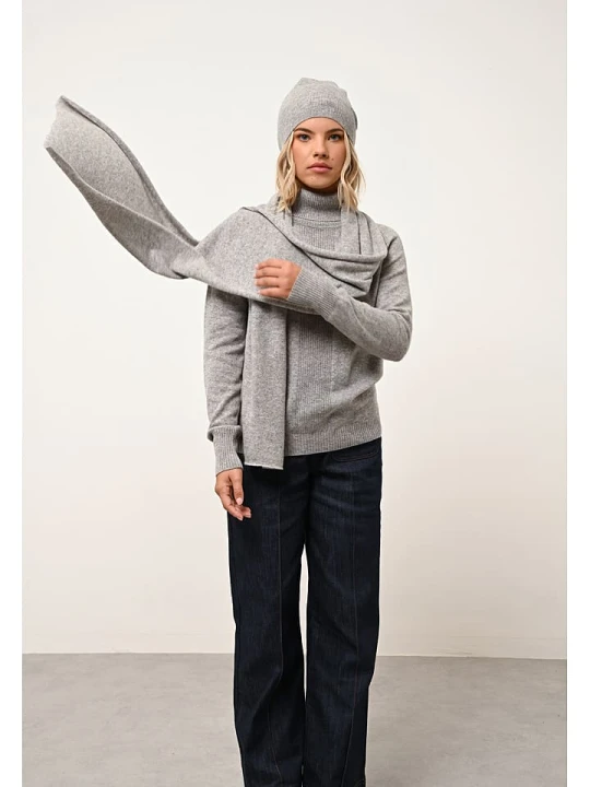 Zdjęcie produktu Just Cashmere Kaszmirowy szal "Spencer" w kolorze szarym - 200 x 30 cm rozmiar: onesize