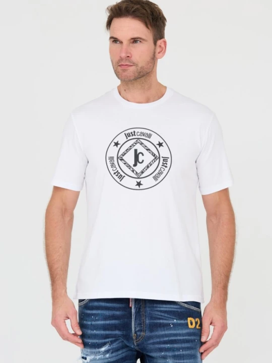 Zdjęcie produktu JUST CAVALLI Biały męski t-shirt Fiche, Rozmiar S