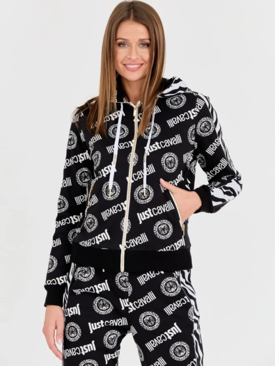 Zdjęcie produktu JUST CAVALLI Czarna damska bluza Logo Tigre, Rozmiar L