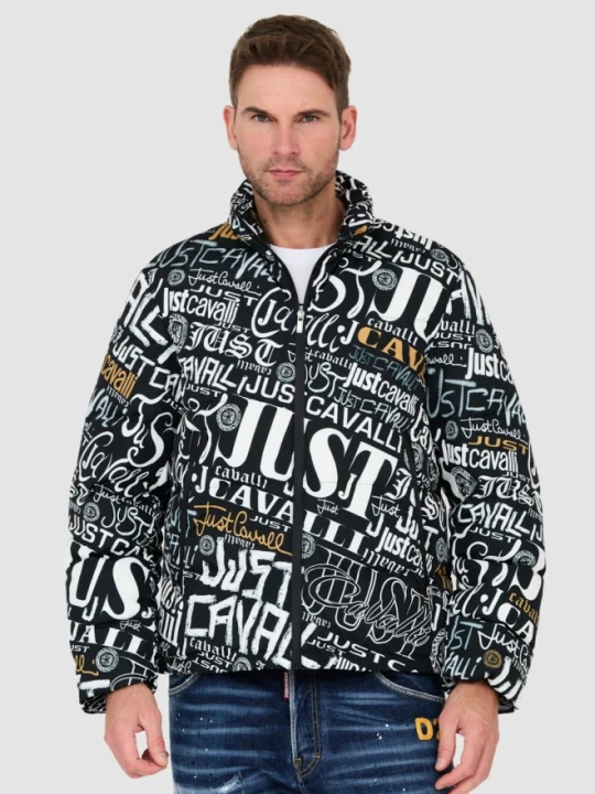 Zdjęcie produktu JUST CAVALLI Czarna męska kurtka Print Lettering, Rozmiar 48