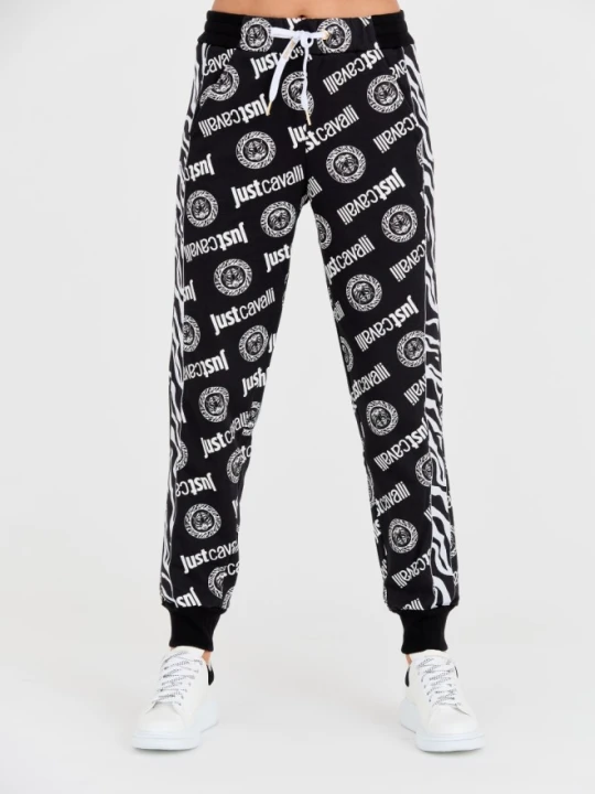 Zdjęcie produktu JUST CAVALLI Czarne damskie spodnie dresowe Logo Tigre, Rozmiar XS