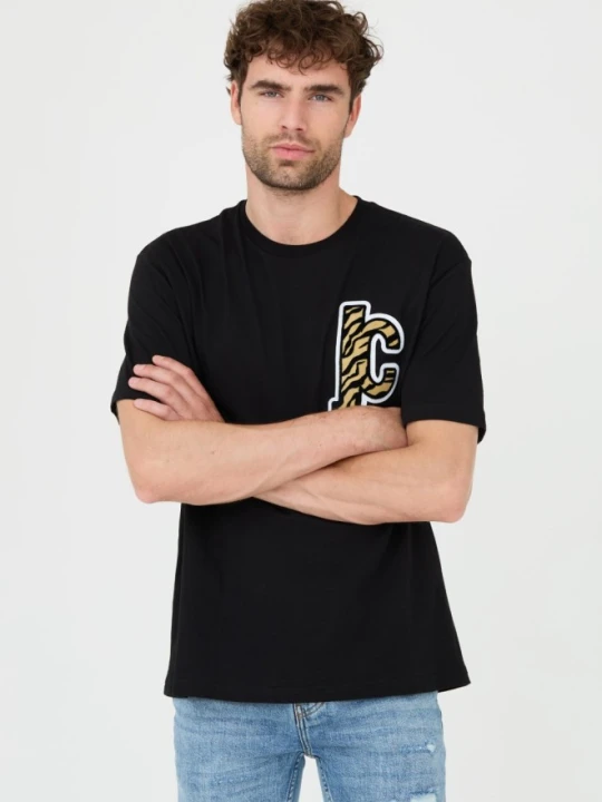 Zdjęcie produktu JUST CAVALLI Czarny męski T-shirt R Patch JC, Rozmiar L
