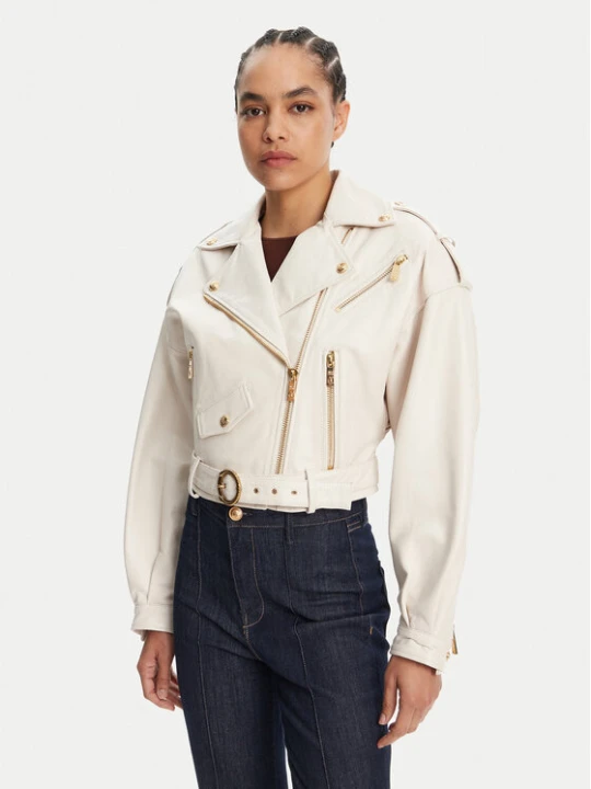 Zdjęcie produktu Just Cavalli Kurtka skórzana 78PAVP05 Biały Loose Fit