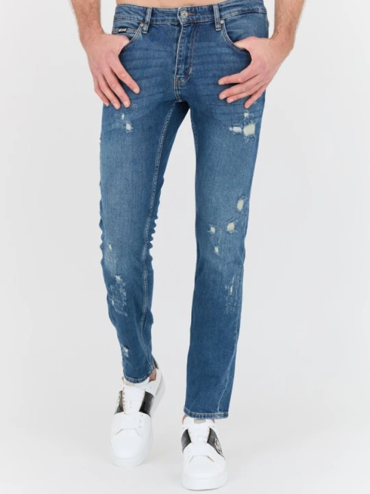 Zdjęcie produktu JUST CAVALLI Niebieskie męskie jeansy Slim, Rozmiar 33