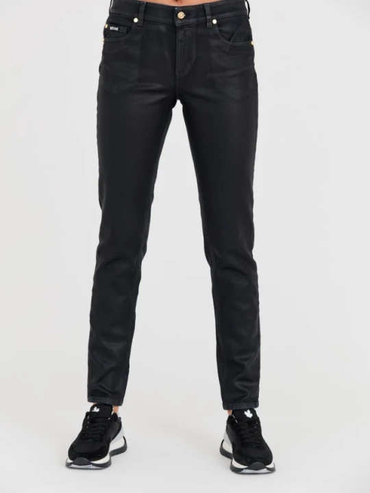 Zdjęcie produktu JUST CAVALLI Skinny Czarne damskie jeansy z połyskiem, Rozmiar 26