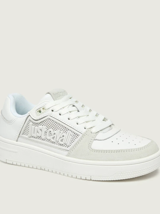 Zdjęcie produktu Just Cavalli Skórzane sneakersy Azula | zamsz biały