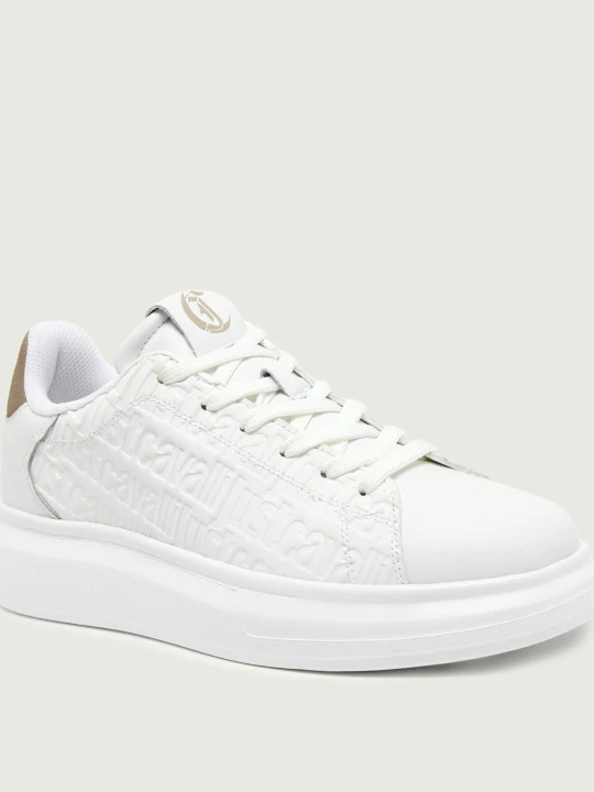 Zdjęcie produktu Just Cavalli Skórzane sneakersy DIS. 4 | zamsz biały