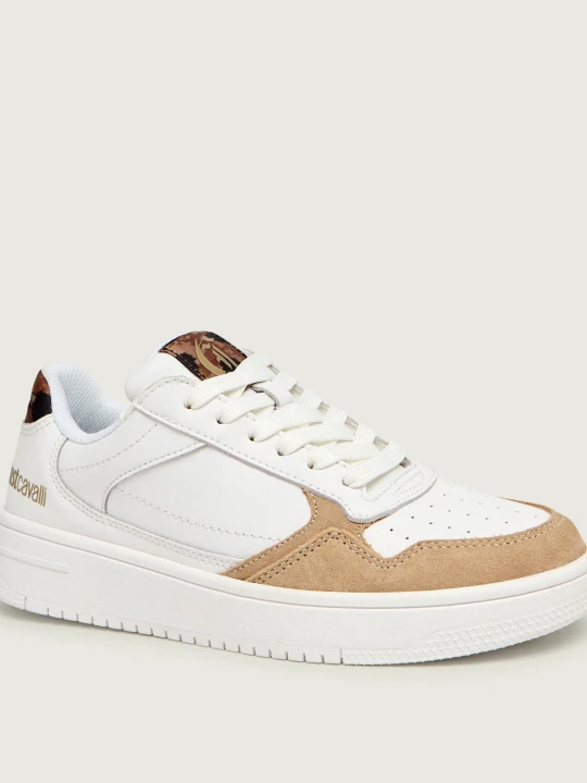 Zdjęcie produktu Just Cavalli Skórzane sneakersy FONDO AZULA DIS.05 | zamsz biały
