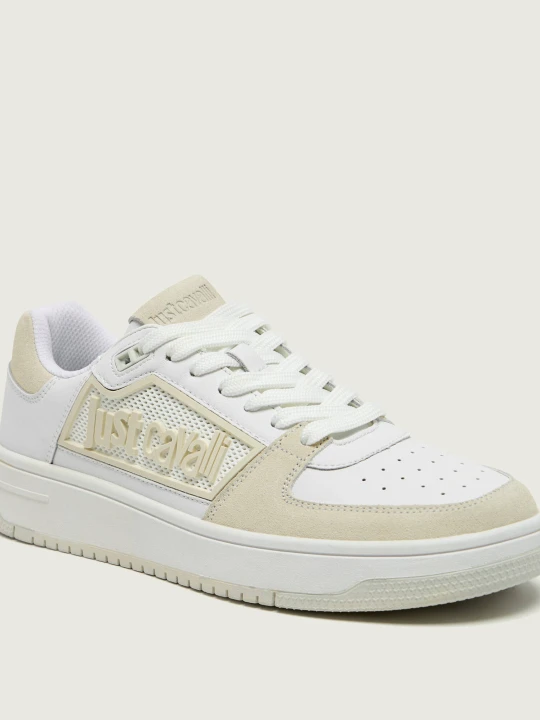 Zdjęcie produktu Just Cavalli Skórzane sneakersy FONDO AZULA DIS. 6 | zamsz biały