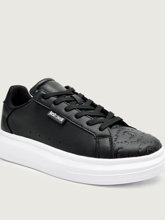 Zdjęcie produktu Just Cavalli Skórzane sneakersy FONDO URSA DIS. 1 czarny