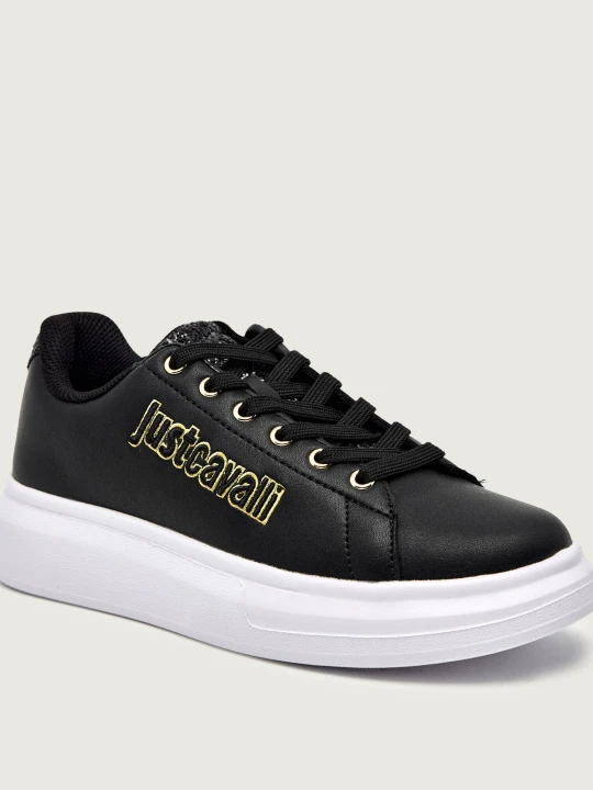 Zdjęcie produktu Just Cavalli Skórzane sneakersy FONDO URSA DIS. 1 czarny