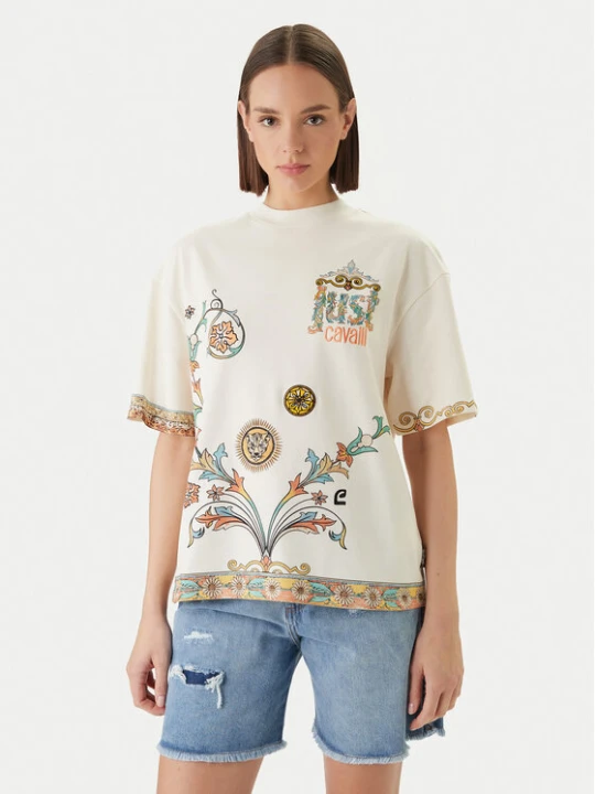 Zdjęcie produktu Just Cavalli T-Shirt 80PAHE08 CJ118 Biały Regular Fit