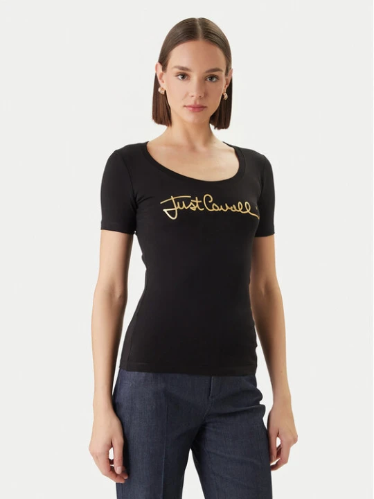 Zdjęcie produktu Just Cavalli T-Shirt 80PAHT02 CJ502 Czarny Slim Fit