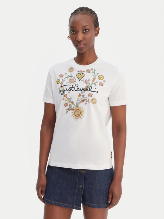 Zdjęcie produktu Just Cavalli T-Shirt 80PAHT28 CJ500 Biały Regular Fit
