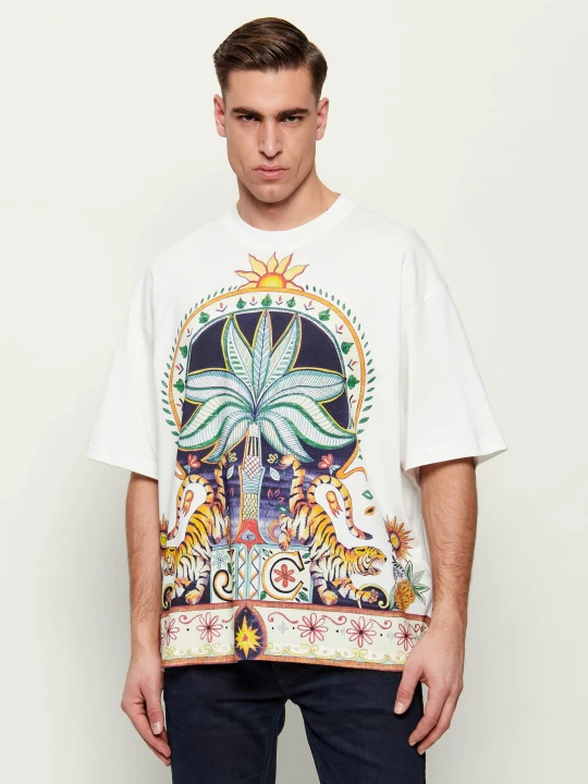 Zdjęcie produktu Just Cavalli T-shirt Garden carousel | Oversize fit biały