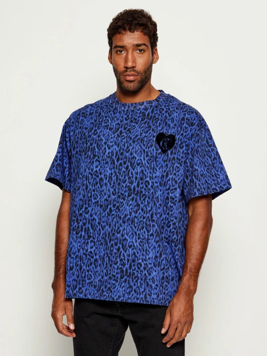 Zdjęcie produktu Just Cavalli T-shirt Leo carpet stitch | Oversize fit niebieski