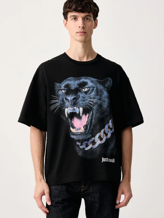Zdjęcie produktu Just Cavalli T-shirt męski bawełniany czarny