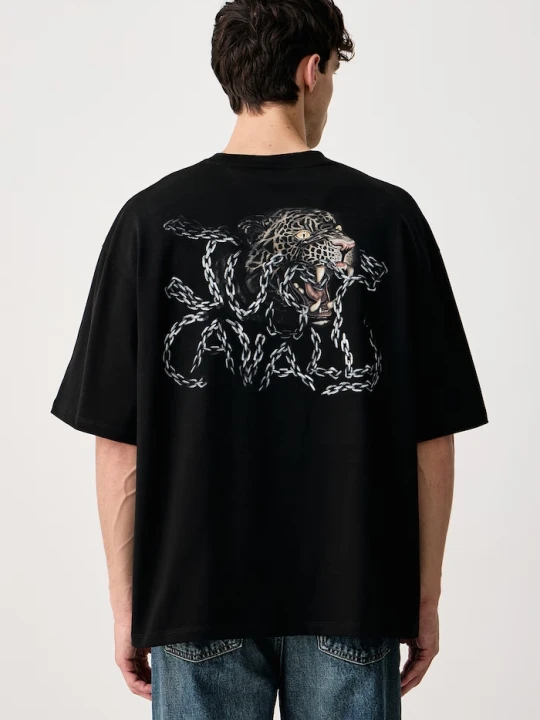 Zdjęcie produktu Just Cavalli T-shirt męski bawełniany z elastanem czarny