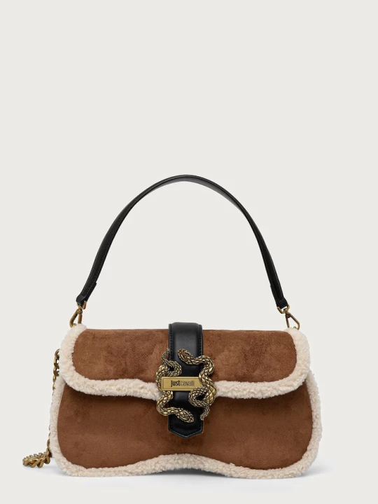 Zdjęcie produktu Just Cavalli torebka crossbody damska z imitacji zamszu brązowy