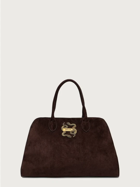 Zdjęcie produktu Just Cavalli torebka shopper damska z imitacji zamszu brązowy
