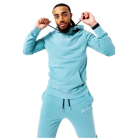 Zdjęcie produktu Justhype Acid Wash Hoody TWLR-137, Męskie, Niebieskie, bluzy, bawełna, rozmiar: L