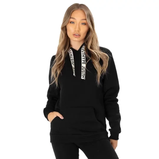 Zdjęcie produktu Justhype Drawcord Hoodie NXTWOM3017, Damskie, Czarne, bluzy, bawełna, rozmiar: 42